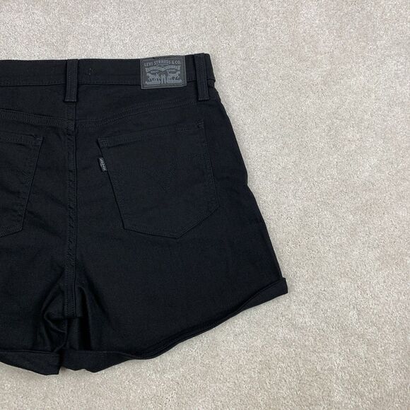 Levi Mid Length Black Denim Women’s Jean Shorts Size 30 - Picture 3 of 13